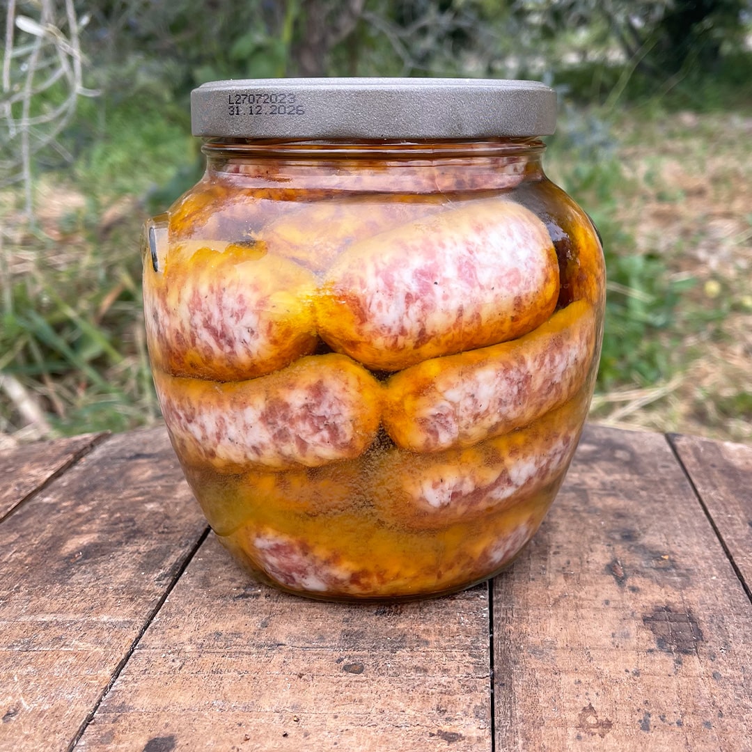 Salsiccette conservate sott’olio extra vergine di oliva